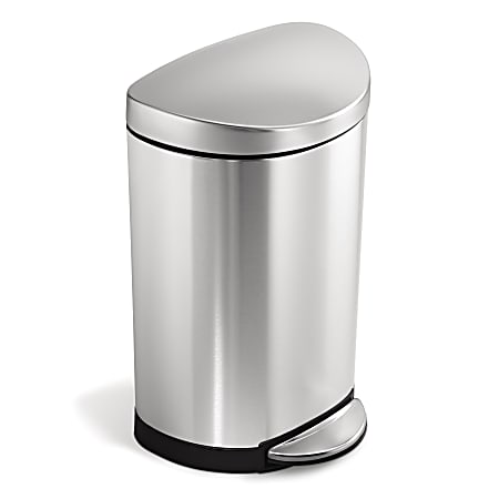 simplehuman Mini Round Step 1.2 Gal Trash Can, Polished Stainless Steel