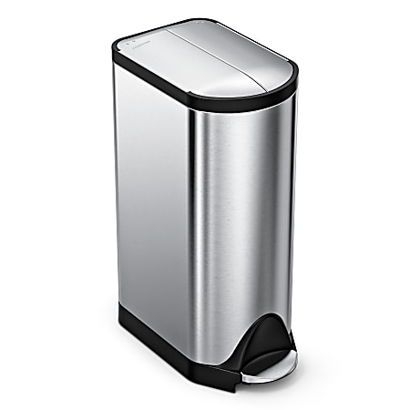 simplehuman® Butterfly Step Fingerprint-Proof Trash Can, 8 Gallons, Brushed Stainless Steel
