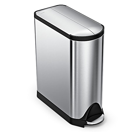 simplehuman® Butterfly Step Fingerprint-Proof Trash Can, 12 Gallons, Brushed Stainless Steel