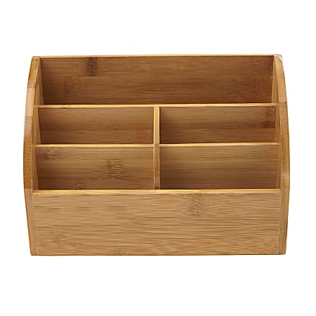 Mind Reader 5-Compartment Bamboo Desk Storage Organizer, Brown