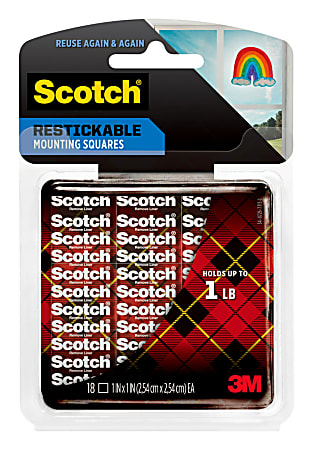 Scotch® Reusable Adhesive Tabs, 1" x 1", Pack Of 18