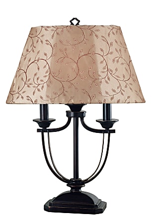Kenroy Belmont Outdoor Table Lamp, 28"H, Taupe Shade/Bronze Base