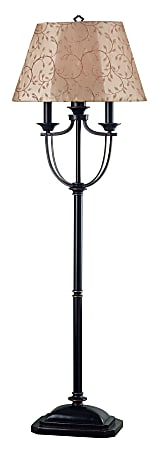 Kenroy Home Belmont Outdoor Floor Lamp, 58"H, Cream And Taupe Shades/Oil Rubbed Bronze Base