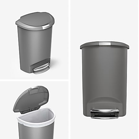 simplehuman Semi Round Step Trash Can 13 Gallons Gray - Office Depot