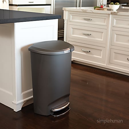 simplehuman Slim Stainless Steel Step Trash Can 12 Gallon Stainless  SteelGray - Office Depot