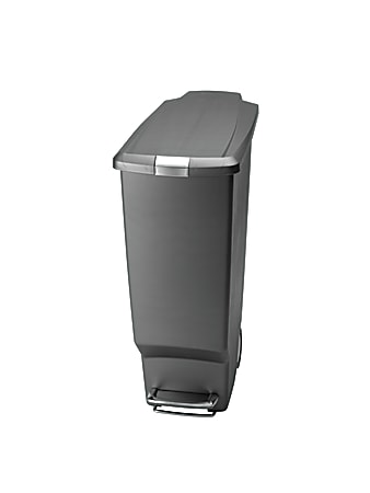 simplehuman Slim Plastic Step Trash Can, 10.57 Gallon, Gray