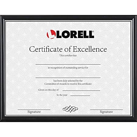 Lorell Certificate Frame - 8.50" x 11" Frame Size - Rectangle - Desktop - Horizontal, Vertical - 1 Each - Black