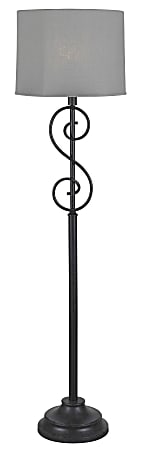 Kenroy Home Clifford Outdoor Floor Lamp, 58", Light Gray Shade/Forged Graphite Base