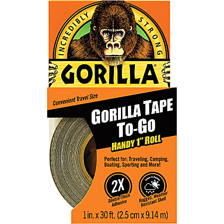 Gorilla Tape To-Go - 10 yd Length x 1" Width - 1 Each - Black