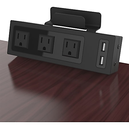 ChargeTech Desktop Outlets Power Strip, 2-1/4"H x 7-1/4"W, Black