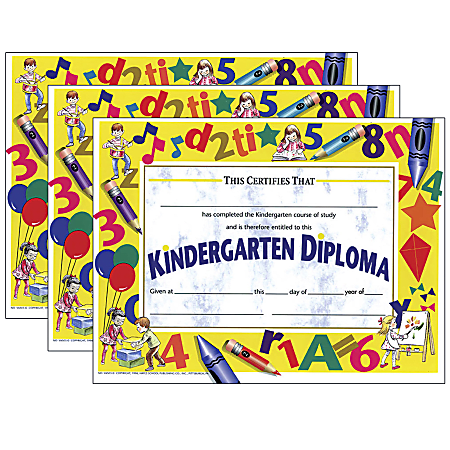 Hayes Publishing Kindergarten Diploma, 8.5" x 11", 30 Per Pack, Set Of 3 Packs