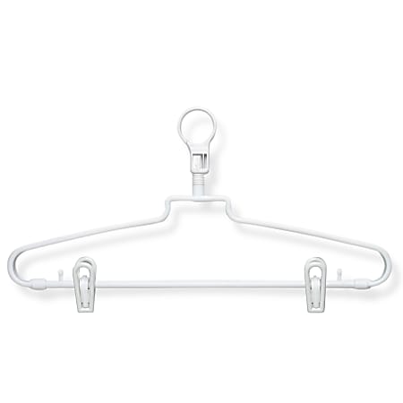 Honey-Can-Do Hotel-Style Hangers With Security Loops And Clips, 9"H x 1/2"W x 15 3/4"W, White, Pack Of 72