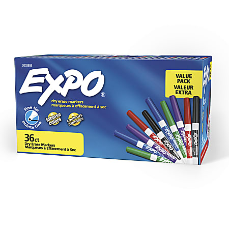 EXPO® Low-Odor Dry-Erase Markers, Fine Point, Assorted Colors,