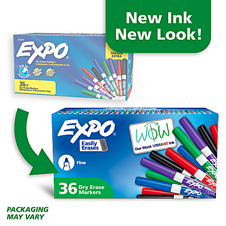 EXPO Dry Erase Markers Low Odor Ink Assorted Colors Fine Tip 36