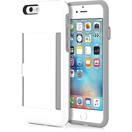 Incipio STOWAWAY Credit Card Case with Integrated Stand for iPhone 6/6s - For Apple iPhone 6, iPhone 6s Smartphone - White, Gray - Impact Resistant, Shock Absorbing - Polycarbonate, Polymer
