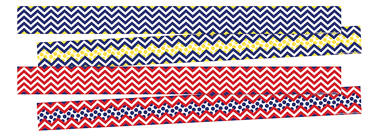 Barker Creek Double-Sided Border Strips, 3" x 35", Chevron Nautical, Set Of 24