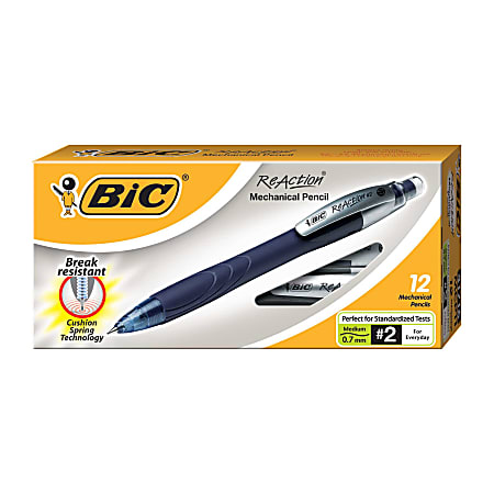 BIC® Reaction™ Mechanical Pencils, 0.7 mm, Blue Barrel, Pack Of 12