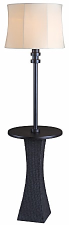 Kenroy Home Weaver Outdoor Floor Lamp, 63"H, Cream Shade/Bronze Base