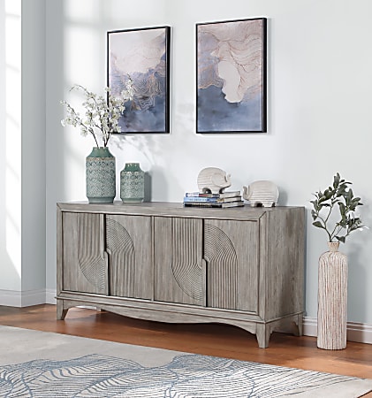 Coast to Coast Carbondale 66"W Transitional Credenza With 4 Doors, Gray