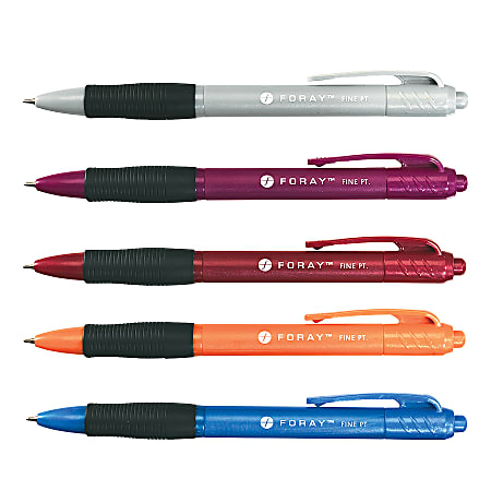 FORAY Retractable Smooth Gel Ink Pens Fine Point 0.7 mm Assorted