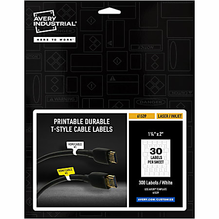 Avery Cable Labels, T-Style, 1.25
