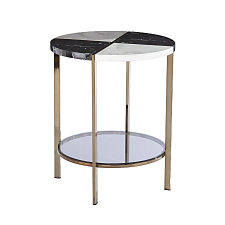 SEI Cortinada Round Faux Marble End Table, 24&quot;H