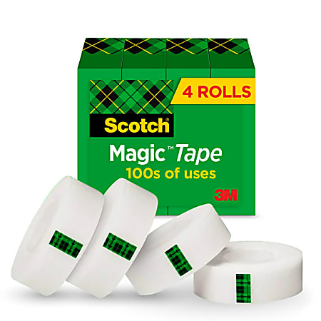 Scotch Magic Tape, Invisible, 3/4 in x 1000 in, 4 Tape Rolls, Clear, Home Office and School Supplies