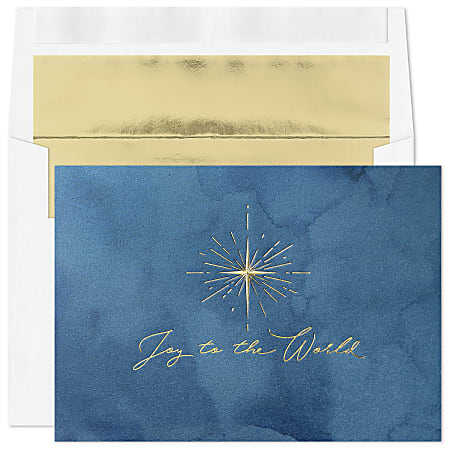 Custom Embellished Holiday Cards And Foil Envelopes, 7-7/8" x 5-5/8", Star Of Joy, Box Of 25 Cards