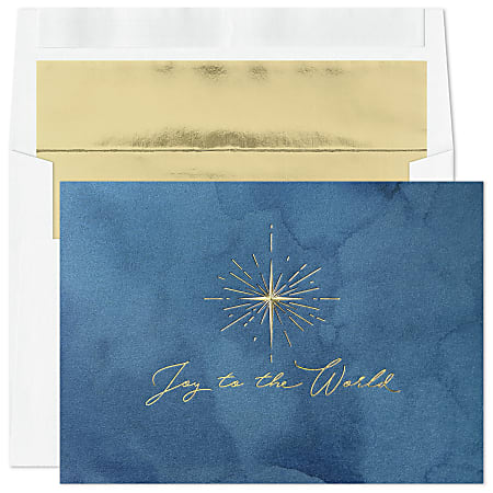 Custom Embellished Holiday Cards And Foil Envelopes, 7-7/8" x 5-5/8", Star Of Joy, Box Of 25 Cards