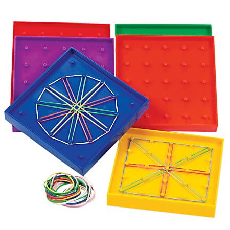 Learning Resources® Double-Sided Rainbow Geoboards, Ages 5-12, Pack Of 6