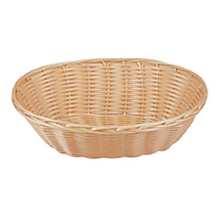 Tablecraft Oval Woven Plastic Baskets, 2-1/4"H x 6"W x 9"D, Beige, Pack Of 12 Baskets