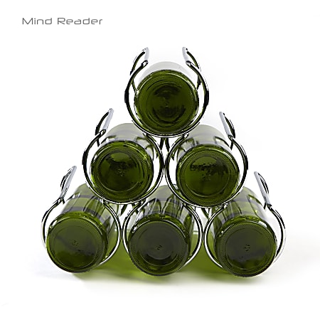 Mind Reader Steel-Framed Pyramid Wine Bottle Holder, Silver