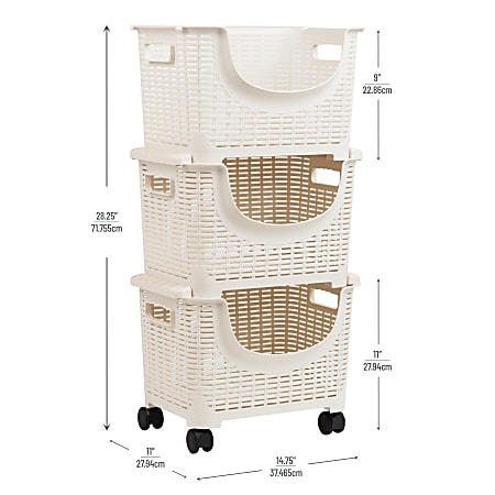 Mind Reader Basket Collection 3 Tier Stackable Storage Containers Ivory -  Office Depot