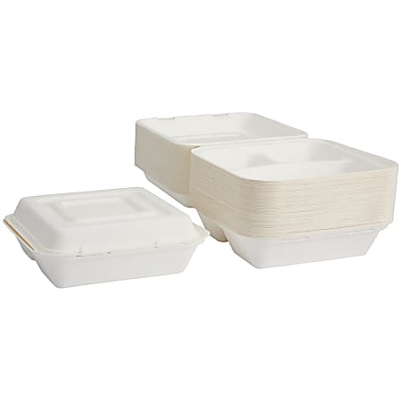 50 Pack Disposable Lunch Box, Clamshell to go Box Containers with Lids for  Carry Out & Take Out Food, 8 x 8 x 3 in.