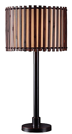 Kenroy Bora Outdoor Table Lamp, 29"H, Tan And Brown Shade/Bronze Base