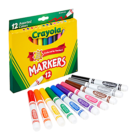 ondergoed Manieren Steken Crayola Broad Line Markers Assorted Classic And Bright Colors Box Of 12 -  Office Depot