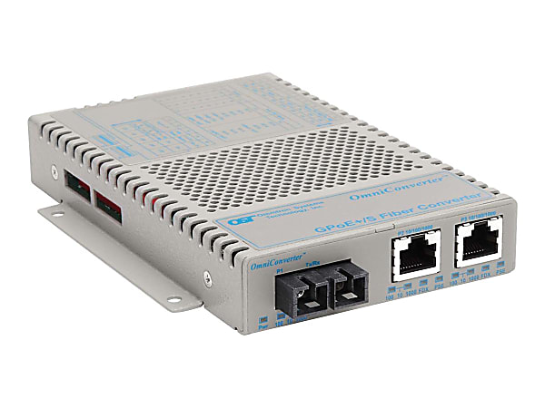 Omnitron OmniConverter GPoE+/S - Fiber media converter - GigE - 10Base-T, 100Base-FX, 100Base-TX, 1000Base-T, 1000Base-X - RJ-45 / SC single-mode - up to 7.5 miles - 1310 nm