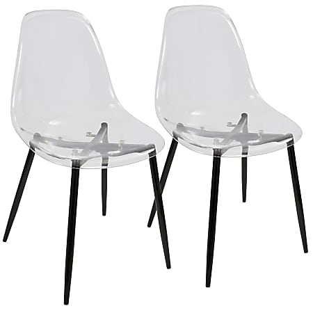 LumiSource Clara Dining Chairs, Black/Clear, Set Of 2 Chairs