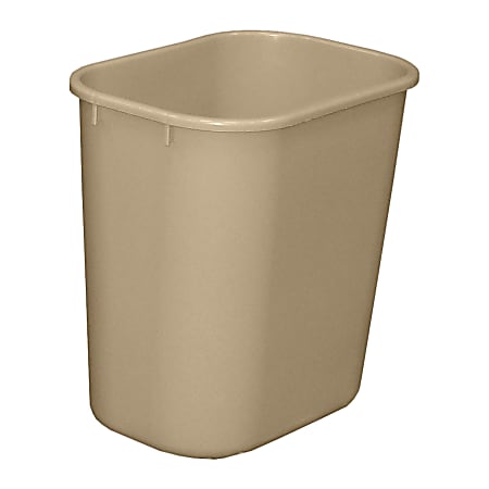 Harper Rectangular Waste Container With Rolled Rim, 41-Quart, Beige