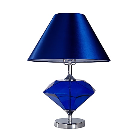 Elegant Designs Colored Glass Table Lamp, 22 3/4"H, Blue Shade/Blue Base