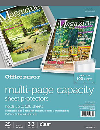 Office Depot® Brand Multi-Page Capacity Sheet Protectors, 100-Sheet Capacity, 8-1/2" x 11", Clear, Pack Of 25