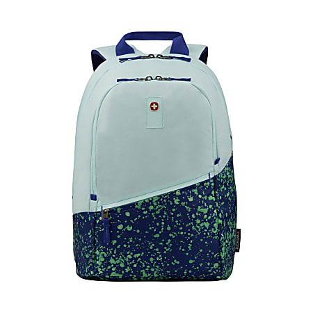 Wenger® Criso Laptop Backpack, Pale Aqua/Green Paint Splatter