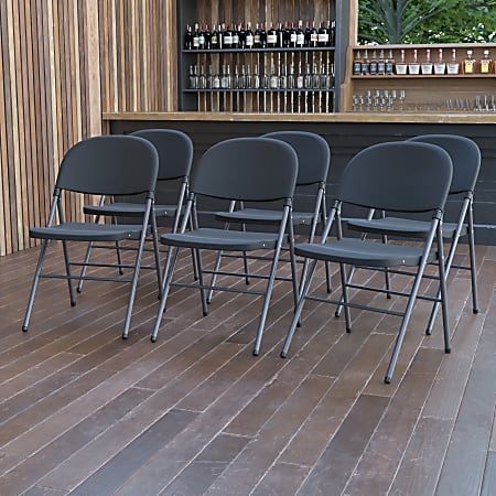 Flash Furniture HERCULES Plastic Folding Chairs, Black/Charcoal,