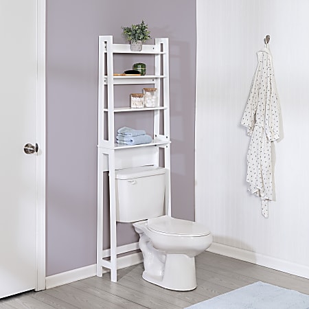 Honey Can Do 4-Tier Over-The-Toilet Space Saver, 65-9/16”H x 7-1/2”W x 22-5/16”D, White