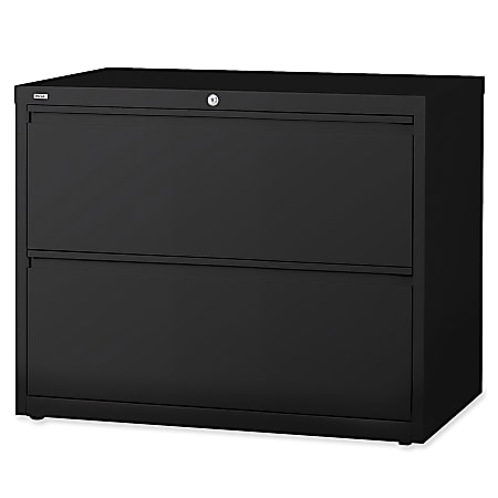 Lorell® Fortress 36"W x 18-5/8"D Lateral 2-Drawer File Cabinet, Black