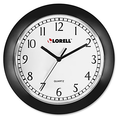 Lorell® 9" Round Profile Wall Clock, Black