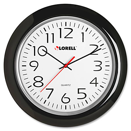 Lorell® 13-1/4" Round Quartz Wall Clock, Black