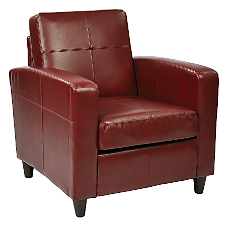 Office Star™ Avenue Six Venus Bonded Leather Club Chair, Crimson/Dark Brown