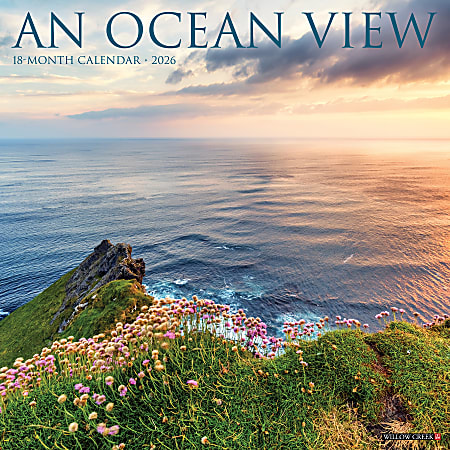 2026 Willow Creek Press Scenic Monthly Wall Calendar, 12" x 12", Ocean View, January To December, 52228