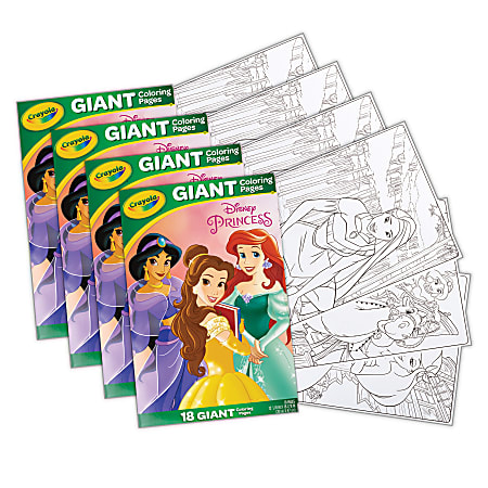 Crayola Giant Coloring Pages, 12" x 18", Princess, 18 Pages Per Set, Bundle Of 4 Sets